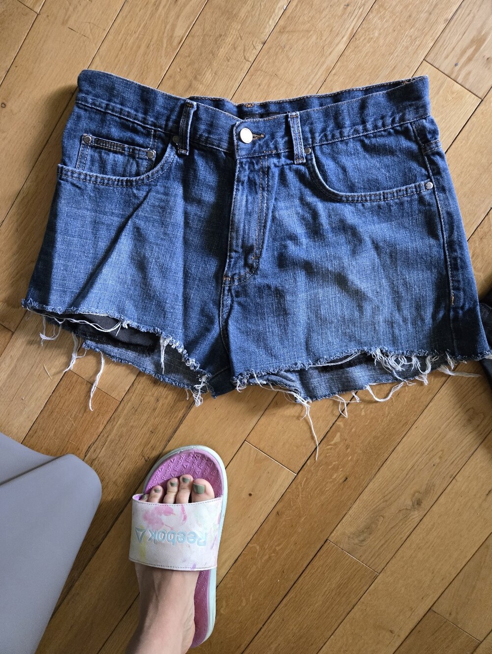 Calvin Klein Jeans Distressed Blue Denim Cutoff Shorts